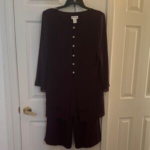 Vintage Julian Wilder Deep Purple Blouse and Pants Set Size 10